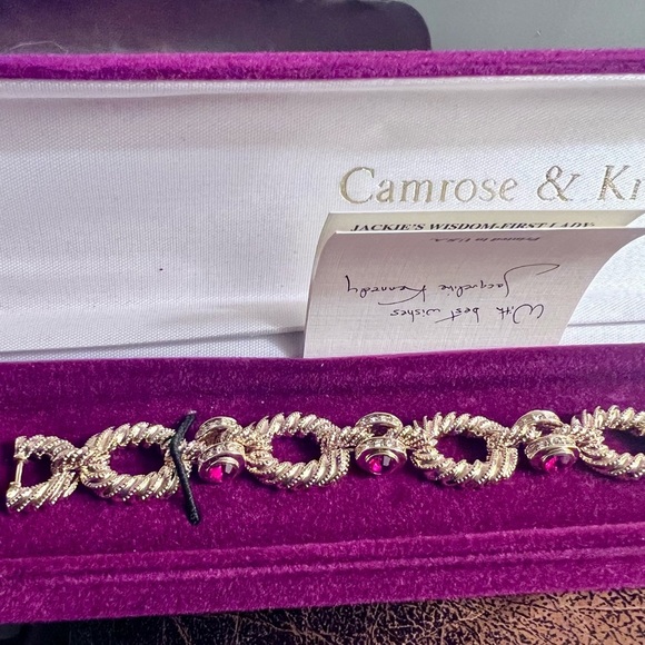 Camrose & Kross Goldtone Rope Bracelet with red sparkling jewels - Picture 3 of 4